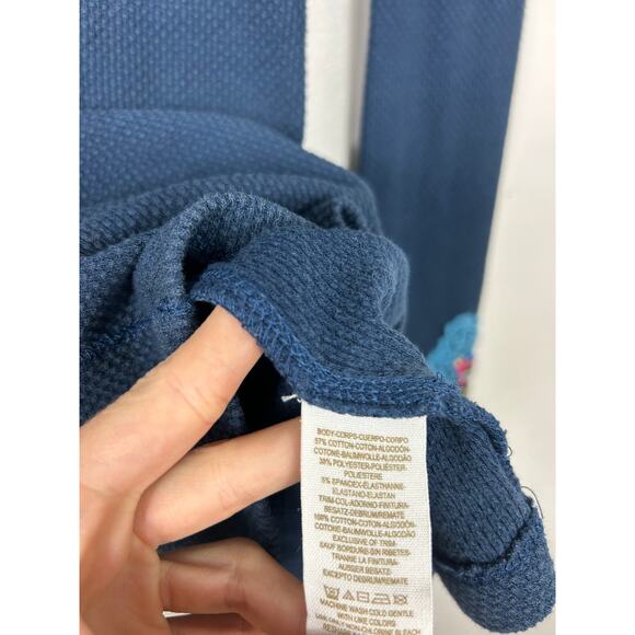 Free People Meadow Fiesta Cuff Thermal Long Sleeve Top Blue Sz Small Boho - Picture 8 of 9